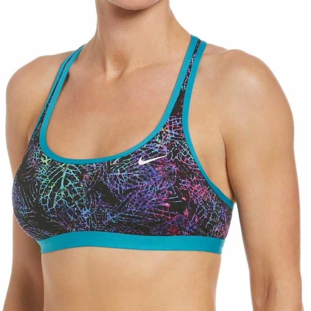 Nike Neon Leaf Racerback Bikini Top Aquamarine Size Small
